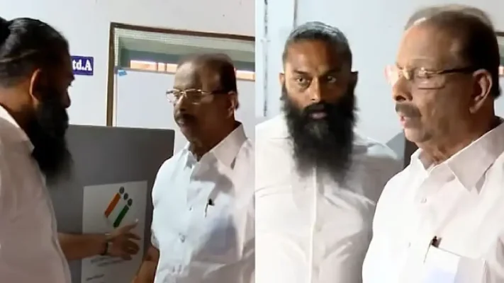 പോളിങ് ബൂത്തിൽ ചട്ടലംഘനം: കെ. സുധാകരനെതിരെ തിരഞ്ഞെടുപ്പ് കമ്മീഷന് പരാതി നൽകി യുവമോർച്ച