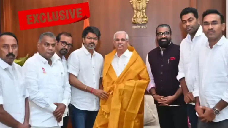 തമിഴ്‌നാട്ടിൽ രാഷ്ട്രീയ നാടകം തുടരുന്നു; വിജയിന്റെ സത്യപ്രതിജ്ഞ മാറ്റിവെച്ചു, വീണ്ടും ഗവർണറെ കണ്ട് താരം